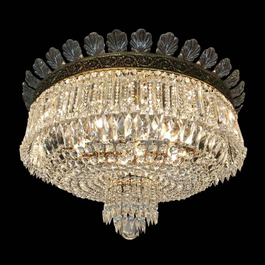 obrazek 4 Duża lampa sufitowa z brązu i kryształu o okrągłym kształcie ograniczonym koroną