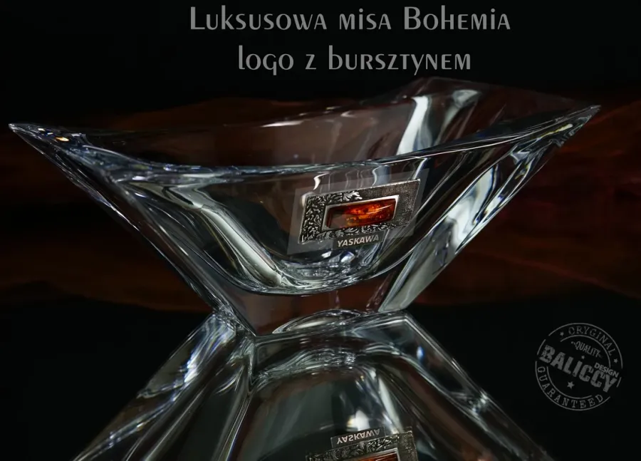 obrazek 3 Misa kryształowa Bohemia z bursztynem prostokąt