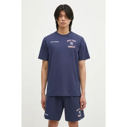 Zdjęcie Sporty & Rich t-shirt bawełniany Home Run kolor granatowy z nadrukiem TO043505300BL32