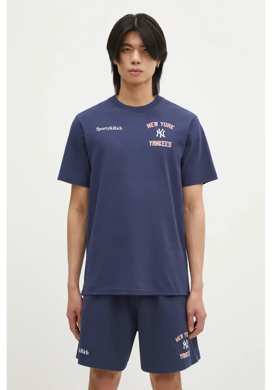 obrazek 1 Sporty & Rich t-shirt bawełniany Home Run kolor granatowy z nadrukiem TO043505300BL32