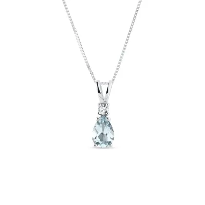 Zdjęcie Wisiorek wykonany z białego złota z diamentami i akwamarynem KLENOTA