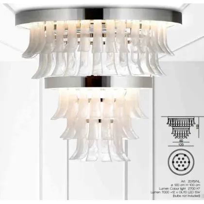 Zdjęcie Piękny żyrandol z podświetlanymi diodami LED pierścieniami z białymi szkłami Murano - Il Paralume Marina