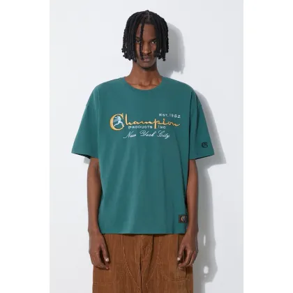 Zdjęcie Champion t-shirt bawełniany męski kolor zielony z aplikacją 219998