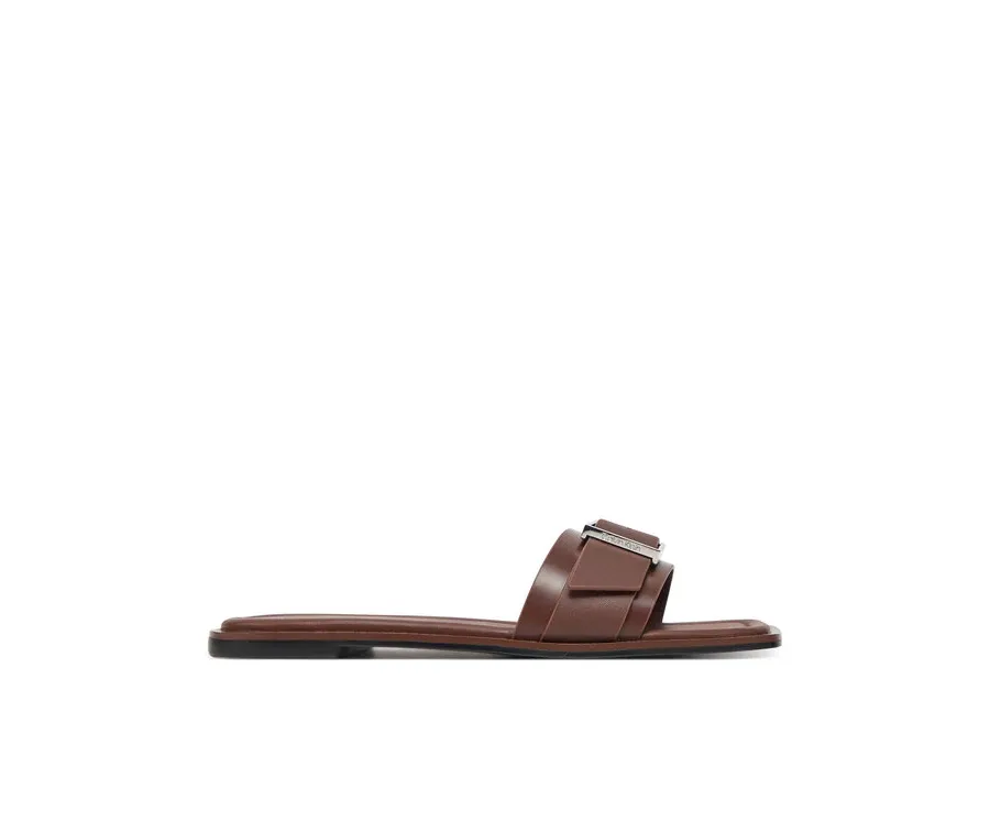 obrazek 1 Calvin Klein Klapki Flat Slide W/Buckle - Lth HW0HW02490 Brązowy