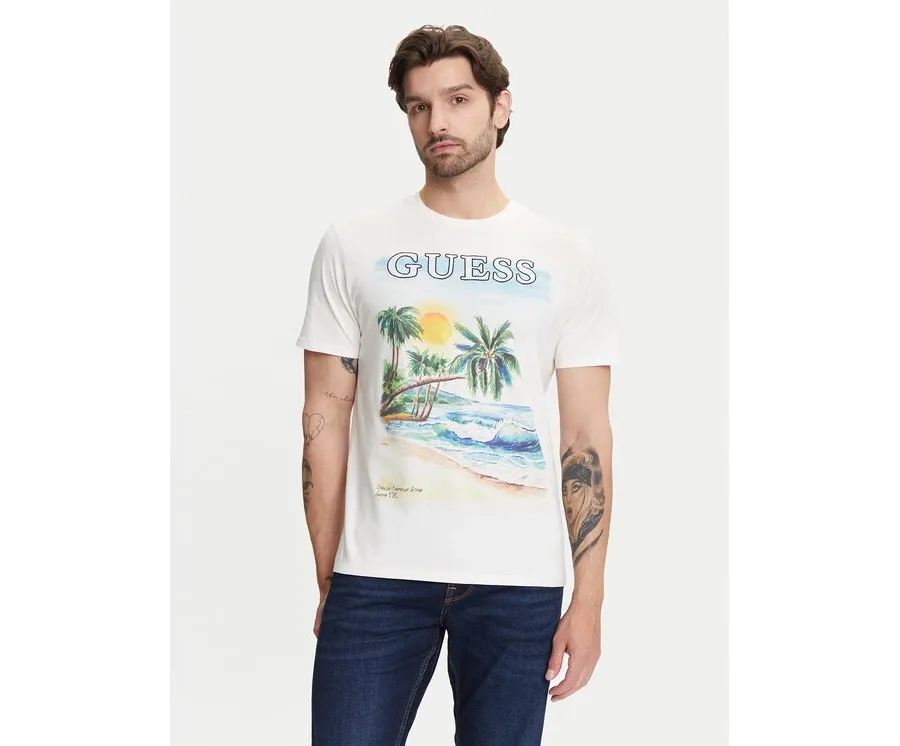 obrazek 1 Guess T-Shirt M5YI38 KBW41 Écru Regular Fit