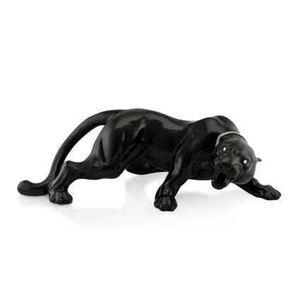 Picture Ceramic black panther statuette with a collar – Ahura