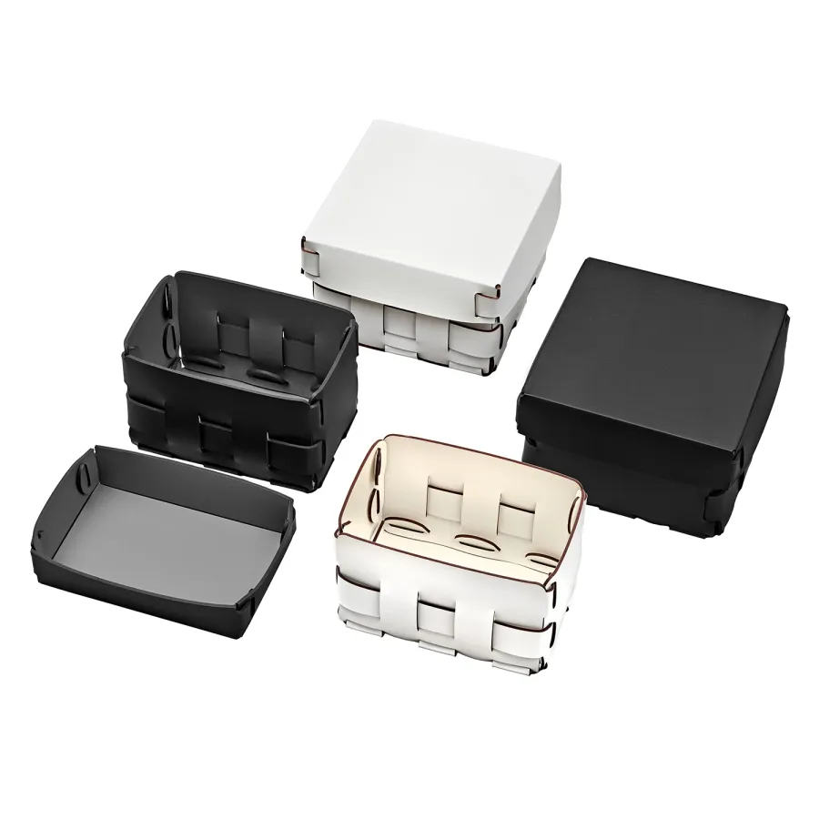 obrazek 4 Mały biały koszyk Bottega 12x19xH13 cm