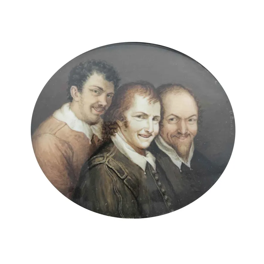 obrazek 2 Portret trzech uśmiechniętych młodych mężczyzn - XIX-wieczna włoska miniatura