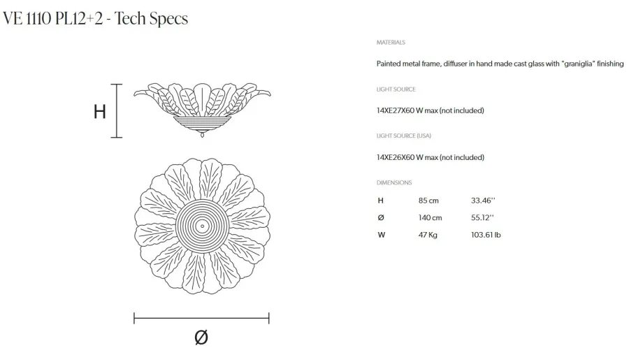 obrazek 2 Artystyczna lampa sufitowa od włoskiego producenta Ø 140 cm