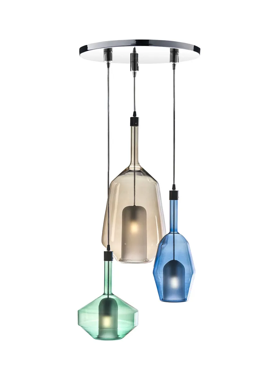obrazek 2 Ekskluzywna lampa wisząca z trzema światłami mieszanymi szkło Murano