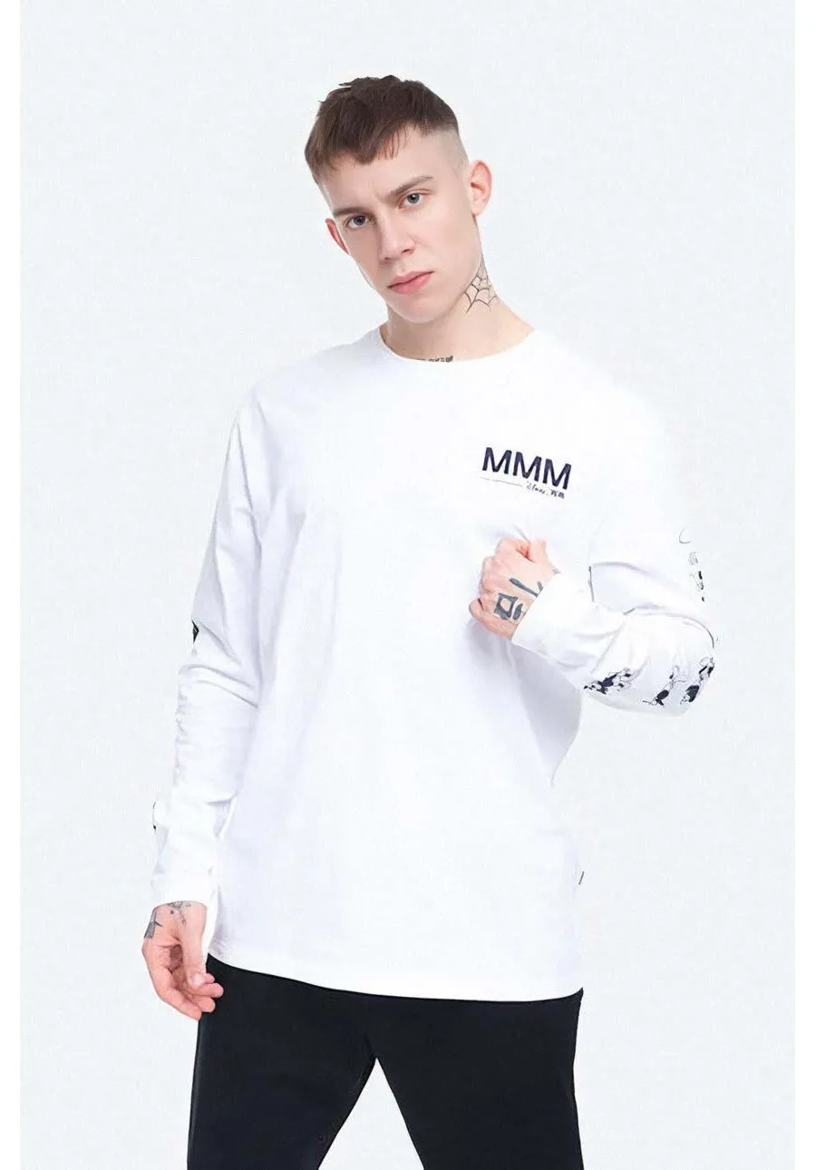 obrazek 1 Wood Wood longsleeve bawełniany Peter kolor biały z nadrukiem 12025402.2334-BrightWhit