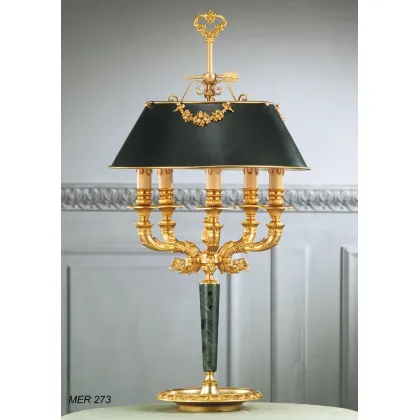 Zdjęcie Lampa stołowa z pozłacanego brązu i marmuru