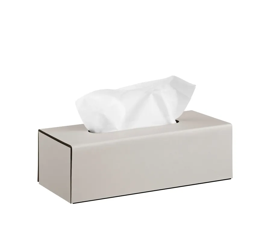 obrazek 1 Skórzane prostokątne pudełko na chusteczki 25x12xH8 cm w kolorze beżowo-szarym