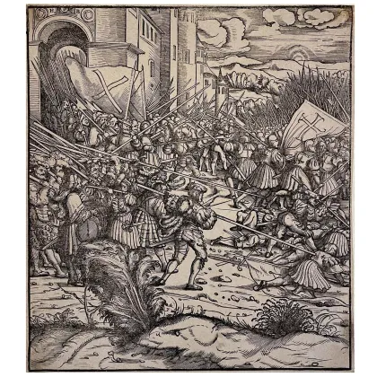 Picture Hans Burgkmair Battle of Oudenaarde print from the 16th century