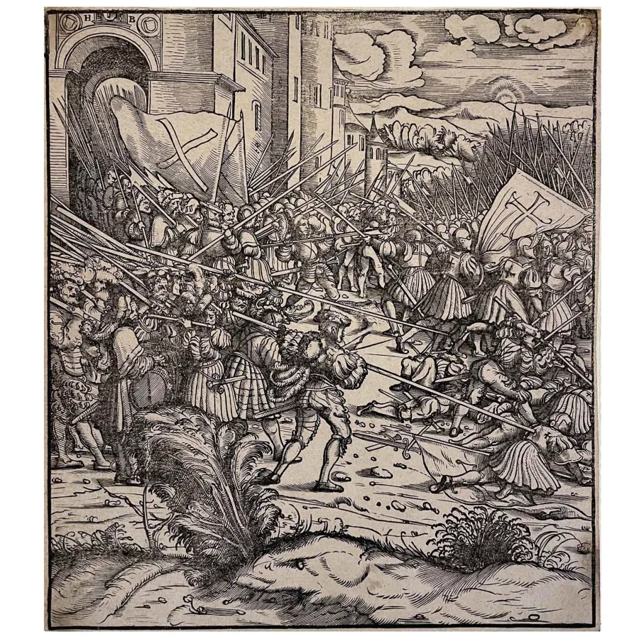 obrazek 1 Hans Burgkmair Bitwa pod Oudenaarde wydruk z XVI wieku