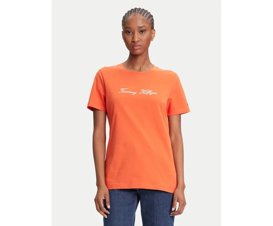 obrazek 1 Tommy Hilfiger T-Shirt Script WW0WW45746 Pomarańczowy Regular Fit