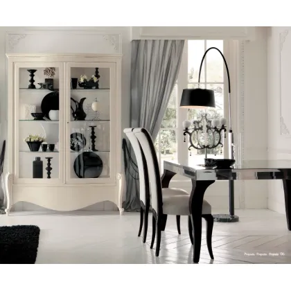 Zdjęcie Stół Jean kwadratowy 120cm ze szklanym blatem i nogami Chippendale, czarne wykończenie vintage - Avenanti