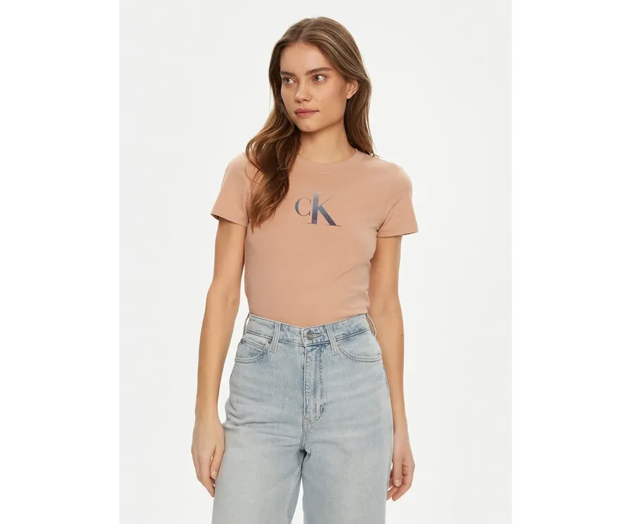 obrazek 1 Calvin Klein Jeans T-Shirt Gradient J20J224982 Koralowy Slim Fit