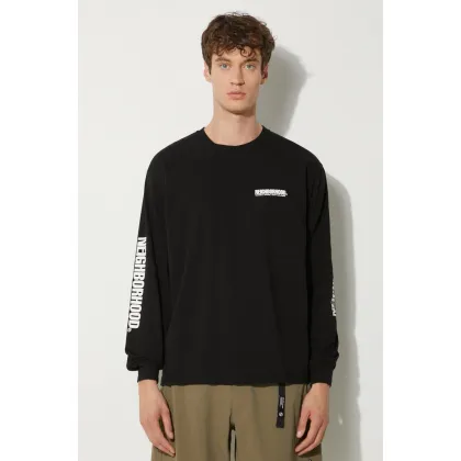 Zdjęcie NEIGHBORHOOD longsleeve bawełniany kolor czarny z nadrukiem 241PCNH.LT01