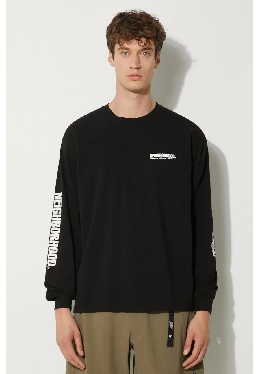 obrazek 1 NEIGHBORHOOD longsleeve bawełniany kolor czarny z nadrukiem 241PCNH.LT01