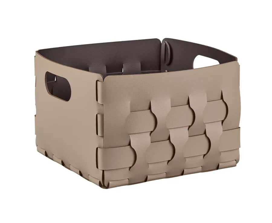 picture 1 Unique Dubai basket 25x25xH20 cm made of natural cappuccino leather