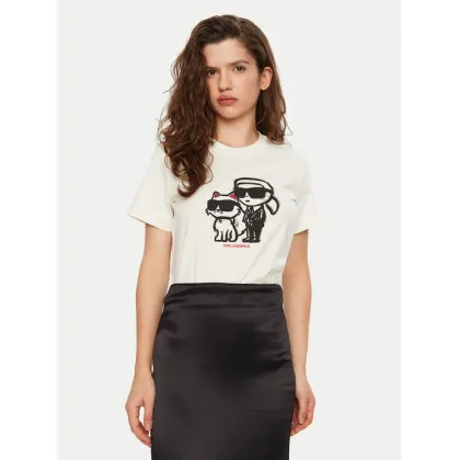 Zdjęcie KARL LAGERFELD T-Shirt A1W17129 Écru Regular Fit