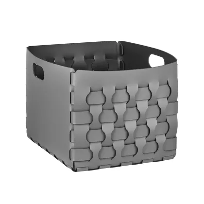 Zdjęcie Piękny skórzany kosz Dubai 35x40xH30 cm w kolorze szarym