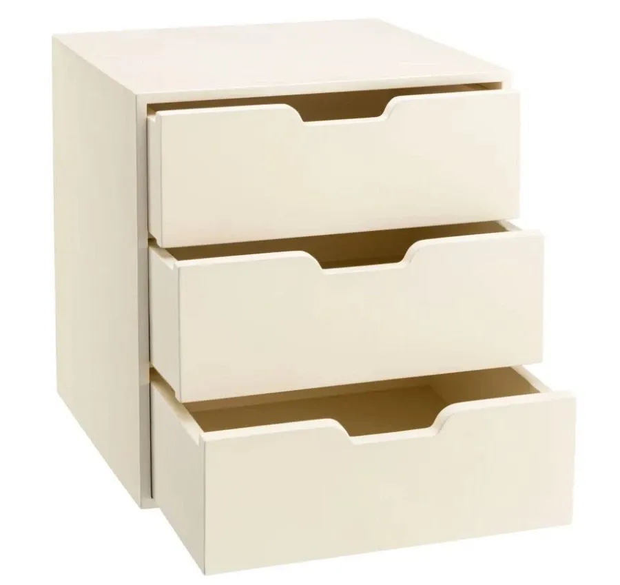 obrazek 3 Biały kontenerek drewniany z 3 szufladami do stylowych gabinetów - Authentic Models