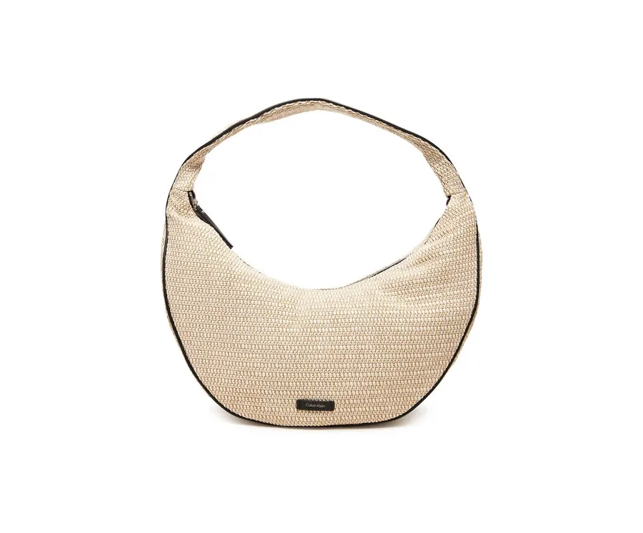 obrazek 1 Calvin Klein Torebka Pinched Raffia Large Shoulder Ba LV04F3060G Beżowy