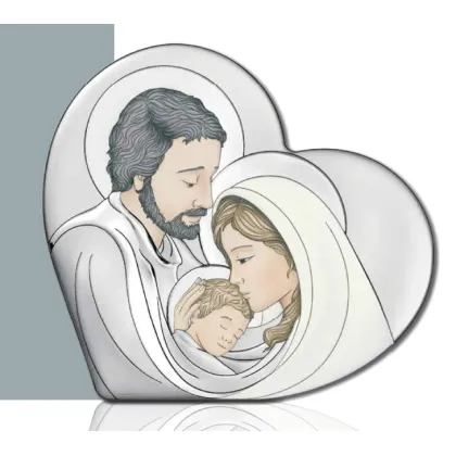 Picture A unique painting on a heart-shaped plate, Holy Family, 32x29 cm