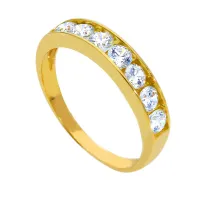 Picture Ring with zircons in yellow gold
