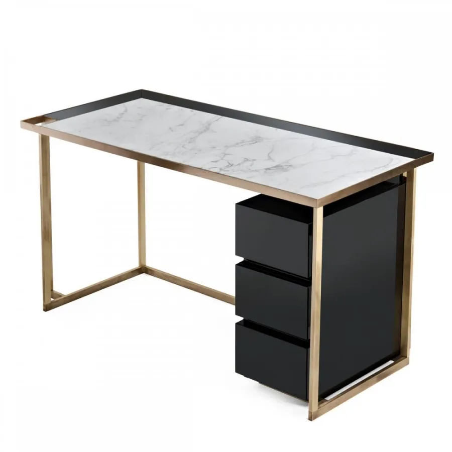obrazek 3 Wyjątkowe biurko z mosiężną konstrukcją H.75xL.140xP.65 cm