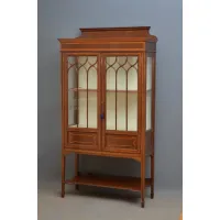 Zdjęcie Elegancka edwardiańska inkrustowana serwantka/witryna z mahoniu - antyk