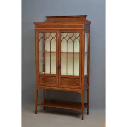 Zdjęcie Elegancka edwardiańska inkrustowana serwantka/witryna z mahoniu - antyk