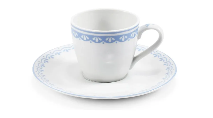 obrazek 1 Piękna filiżanka do espresso z porcelany w kolorze niebieskim zdobiona subtelnym ornamentem - Leander