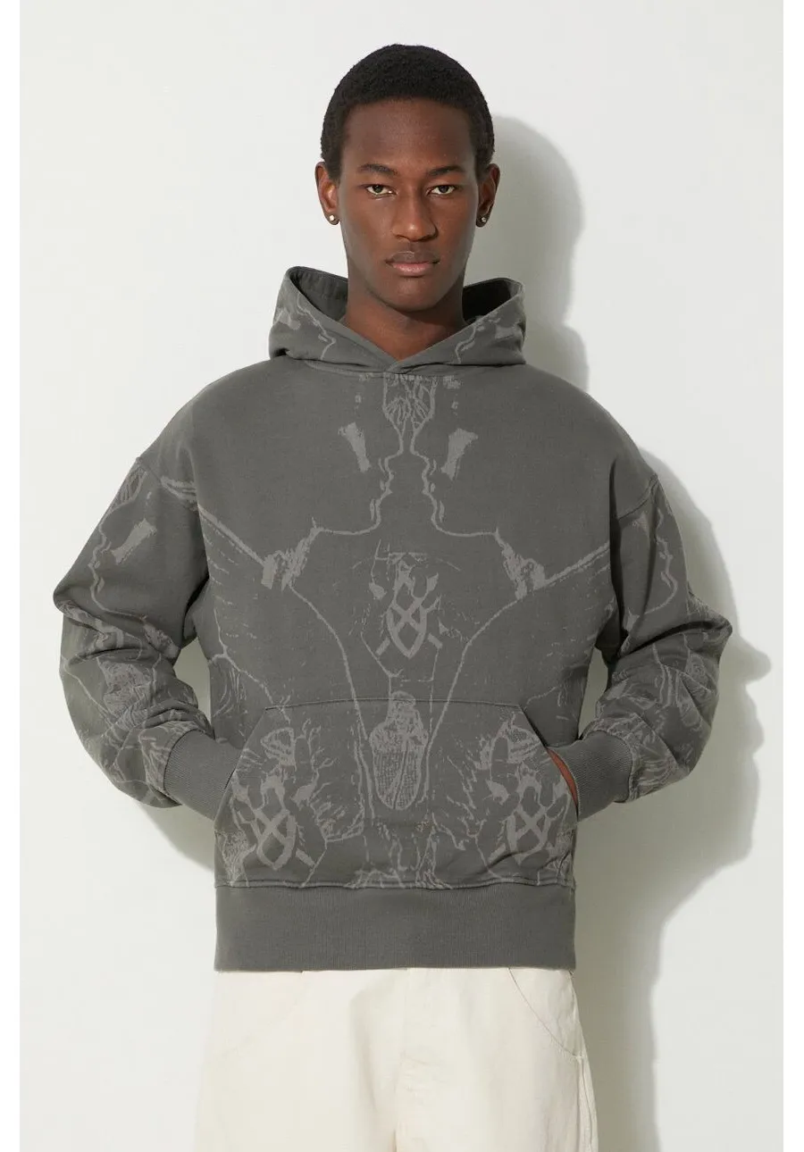 obrazek 1 Daily Paper bluza bawełniana Secret Rhythm Oversized Hoodie męska kolor zielony z kapturem wzorzysta 2411005