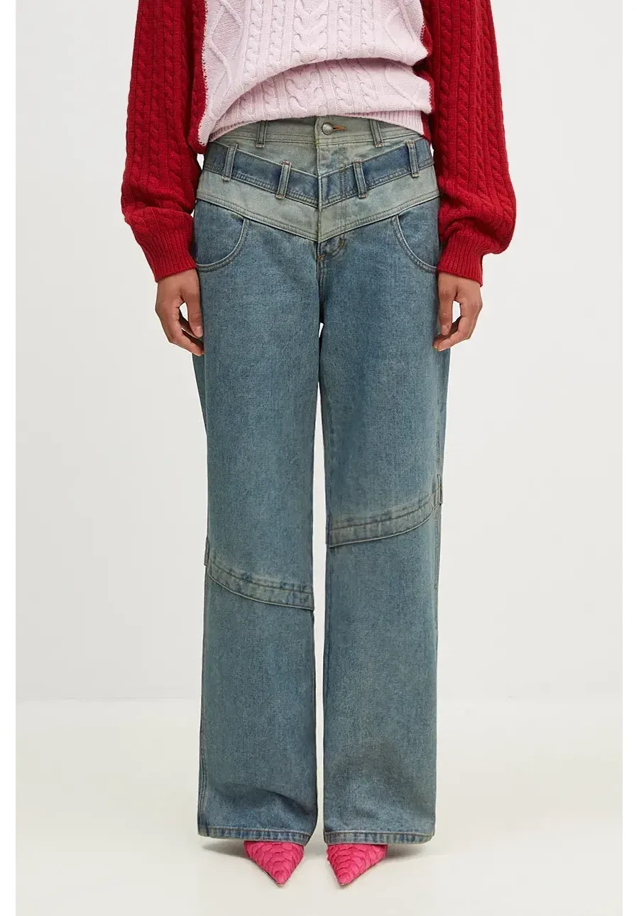 obrazek 1 Andersson Bell jeansy Layered Wide-Leg Jeans damskie kolor niebieski apa740ml