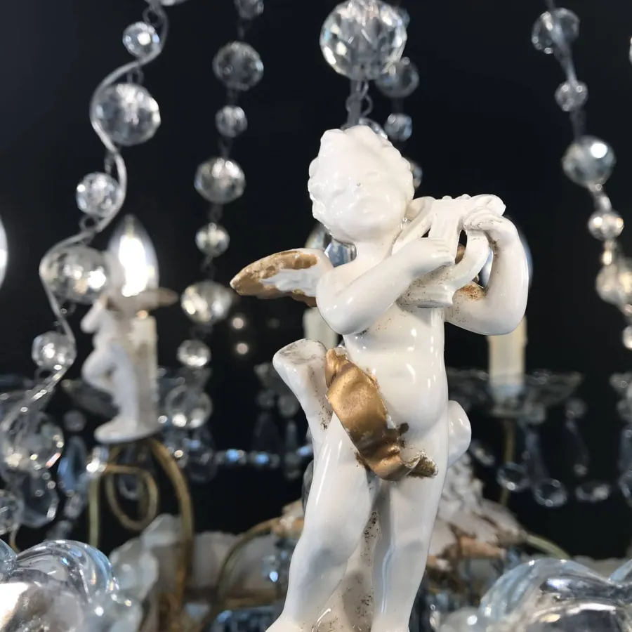 obrazek 7 Vintage kryształowo-porcelanowy żyrandol 12 świateł