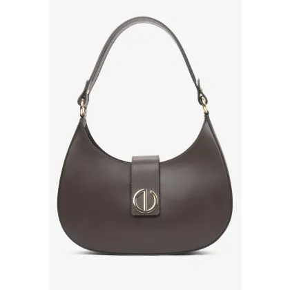 Zdjęcie Estro: Ciemnobrązowa torebka typu bagietka z włoskiej skóry naturalnej