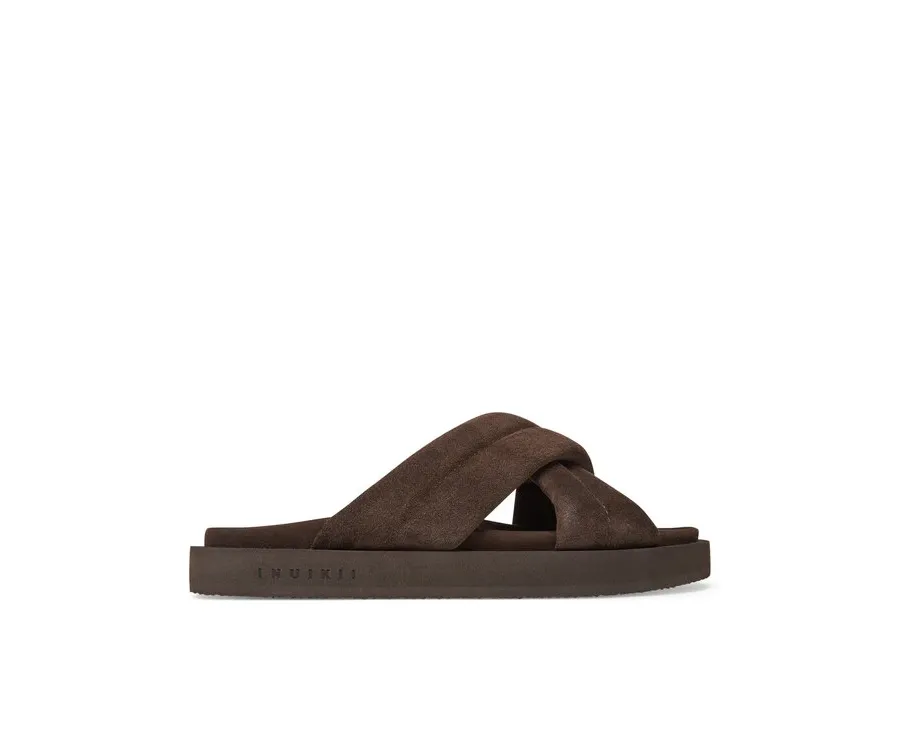 obrazek 1 Inuikii Klapki Suede Crossed 50102-500 Brązowy