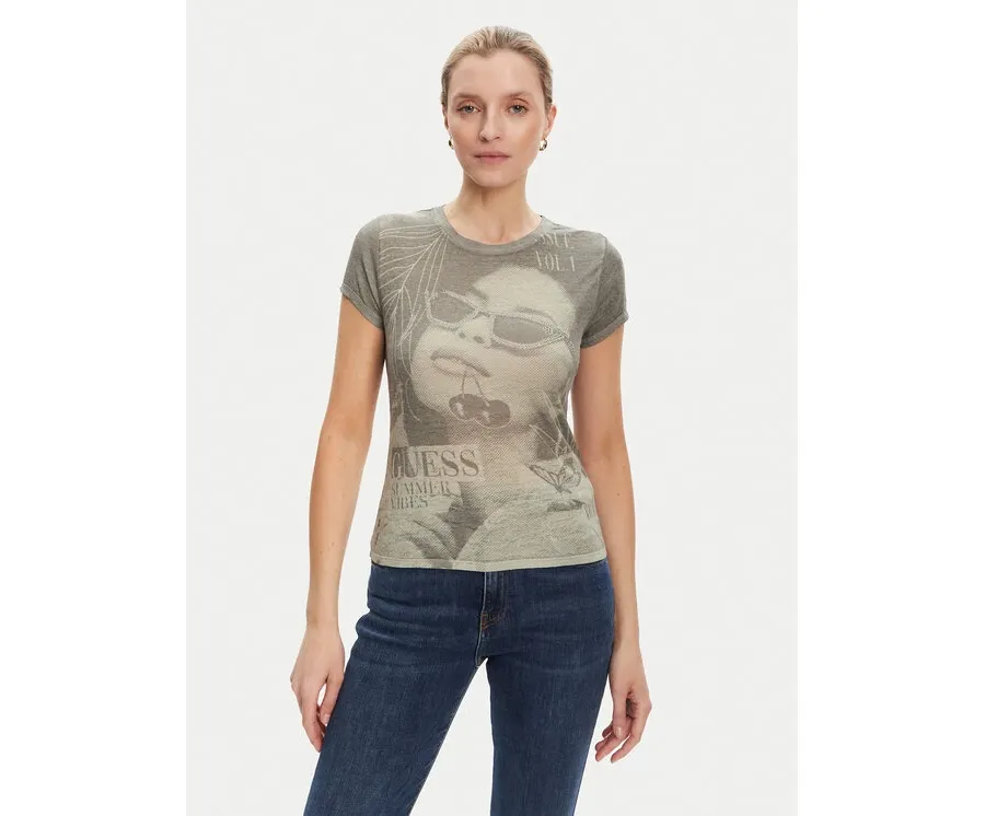 obrazek 1 Guess T-Shirt W5YI36 KBYH0 Zielony Regular Fit