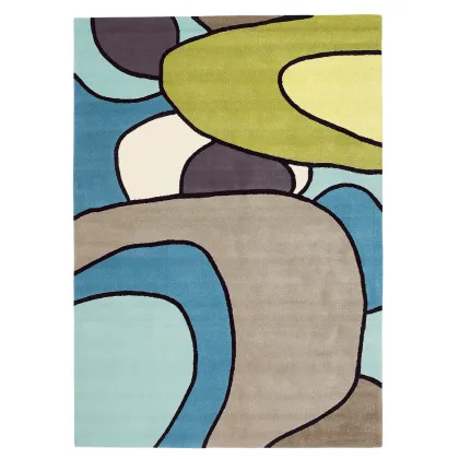 Picture Unconventional blue-green modern carpet - ESTELLA COMIC 875008