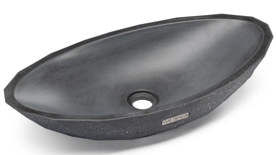 obrazek 2 Elitarna umywalka 60 cm DIAMOND SANDBLASTED – bardzo ciemnoszary, bez dekoru, lakier matowy