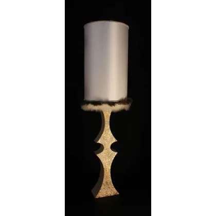 Picture Original ceramic lamp with decorative fur