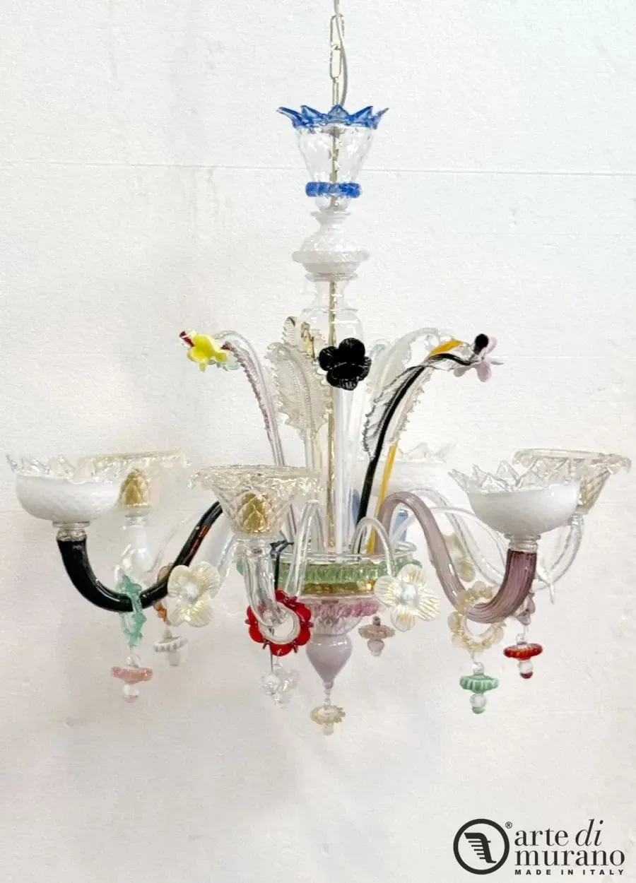 obrazek 1 Dekoracyjny wenecki żyrandol ze szkła Murano na 6 żarówek