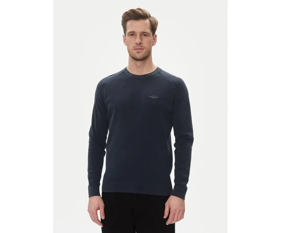 obrazek 1 Aeronautica Militare Sweter 251MA1556L560 Granatowy Regular Fit