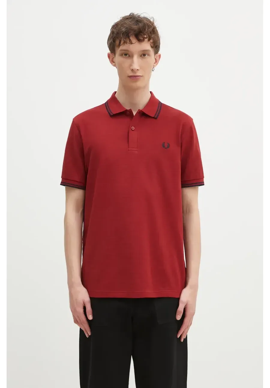 obrazek 1 Fred Perry polo bawełniane kolor bordowy z aplikacją M3600.Y35
