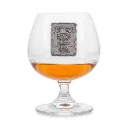 Zdjęcie Stylowy prezent dla „syna nr 1 w kategorii jakości” – wyjątkowy kieliszek do brandy