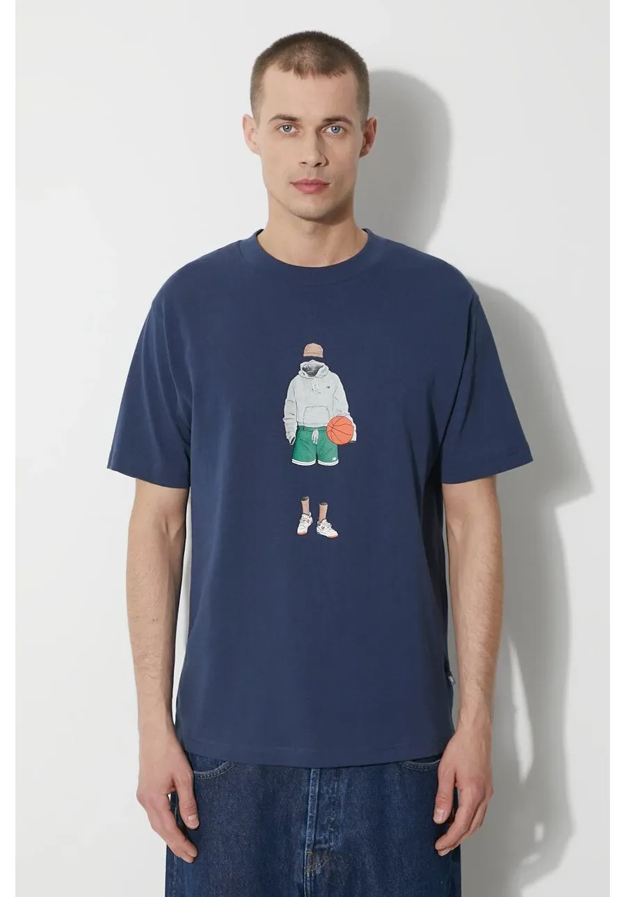 obrazek 1 New Balance t-shirt bawełniany męski kolor niebieski z nadrukiem MT41578NNY