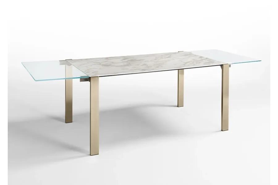 obrazek 3 Ekskluzywny stół z ceramicznym blatem oraz wysuwanymi szklanymi elementami - Tonelli Design
